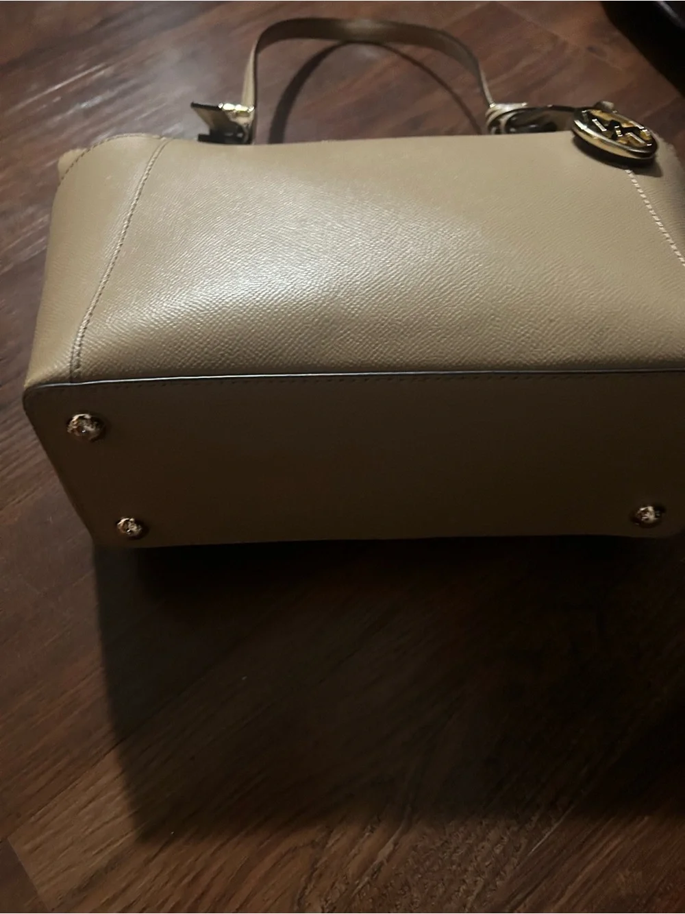 Michael Kors Beige Leather Tote with MK Charm